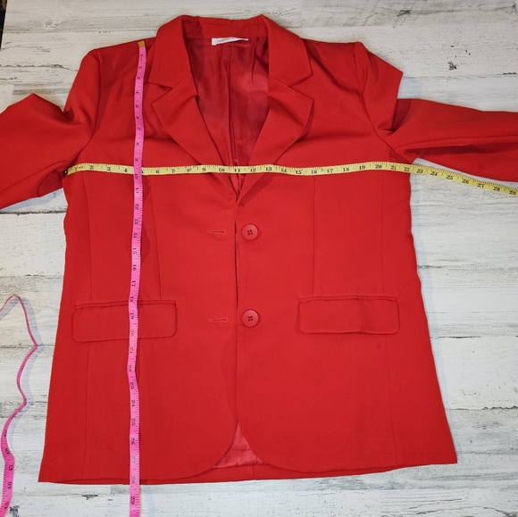 Sophie & Trey Womens Red Double-Breasted Blazer Jacket Size Large Modern Classic - Picture 10 of 14